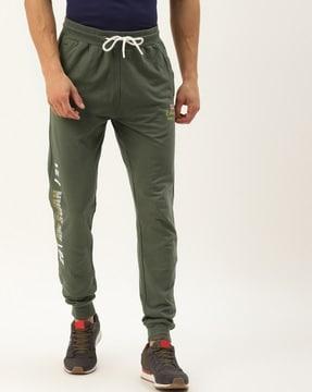 typographic print joggers with elasticated waistband