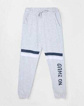 typographic print joggers with insert pockets