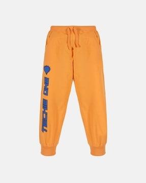 typographic print joggers with tie-up waist
