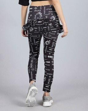 typographic print leggings with pockets