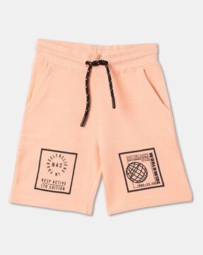 typographic print shorts with elasticated drawstring waist