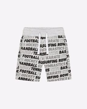 typographic print shorts with elasticated waist
