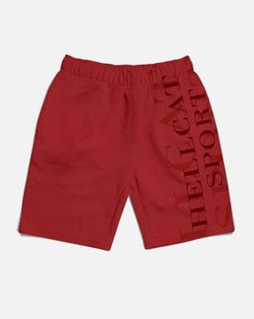 typographic print shorts with elasticated waistband