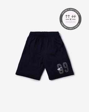 typographic print shorts with slip pockets
