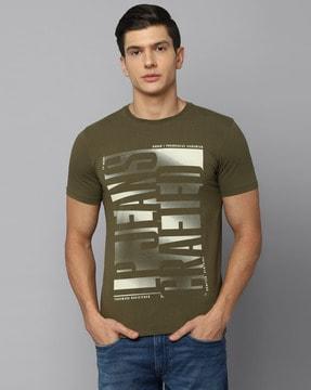 typographic print slim fit crew-neck t-shirt