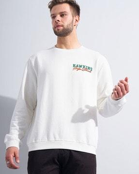 typographic print sweatshirt with ribbed hem