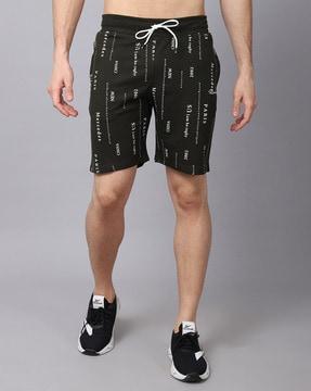 typographic slim fit knit shorts