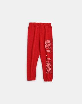 typographic ankle-length track pant