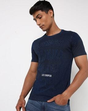 typographic applique cotton crew-neck t-shirt