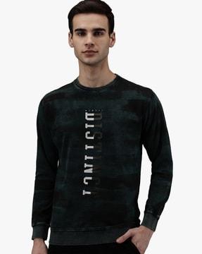 typographic applique crew-neck sweatshirt