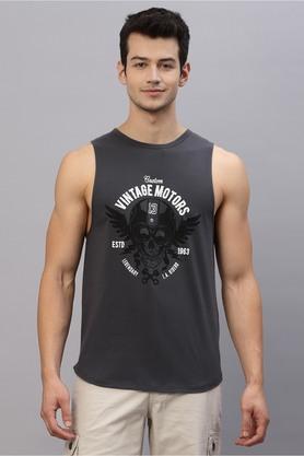 typographic cotton men's vest - dark grey