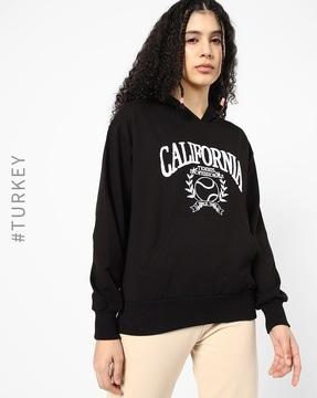 typographic embroidered hoodie