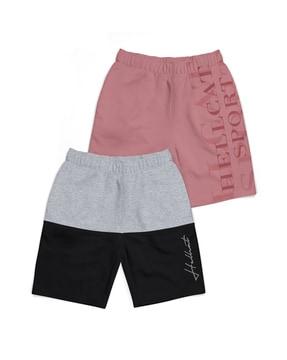 typographic flat front shorts
