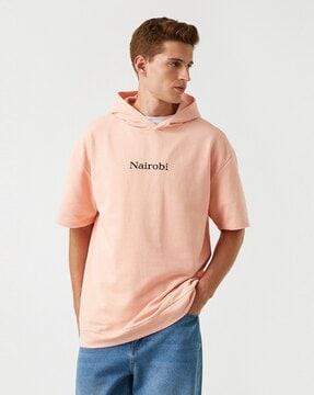 typographic hooded sweatshirt with drop shoulders