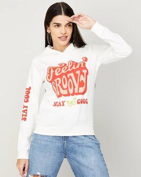 typographic hoodie with dolman sleeves