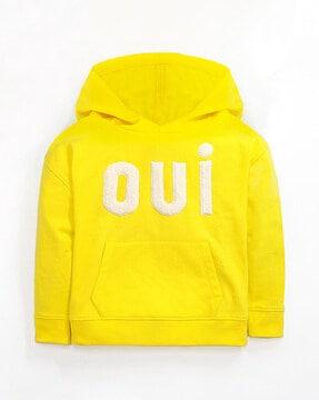 typographic hoodie with kangaroo pockets