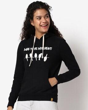 typographic hoodie with kangaroo pockets