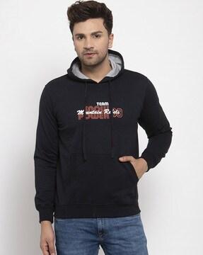 typographic hoodie with kangaroo pockets