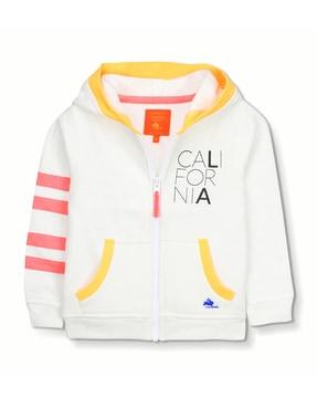 typographic hoodie with placement stripes