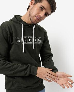 typographic hoodie with pockets