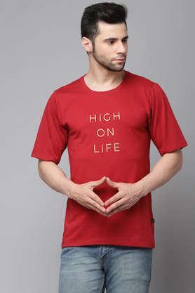 typographic jersey regular fit men's t-shirt - maroon