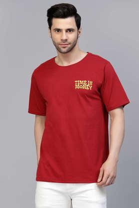 typographic jersey slim fit oversized t-shirt - maroon