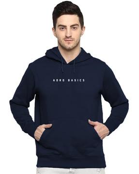 typographic pattern hooded sweatshirt