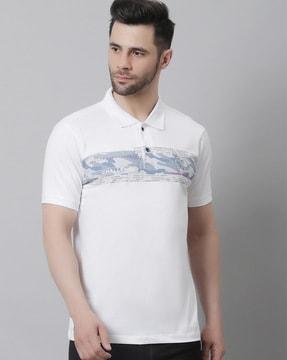 typographic polo t-shirt with patch pocket