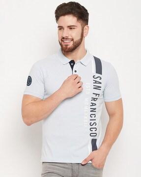 typographic polo t-shirt with short sleeves
