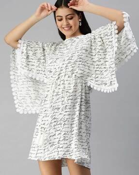 typographic print  a-line dress