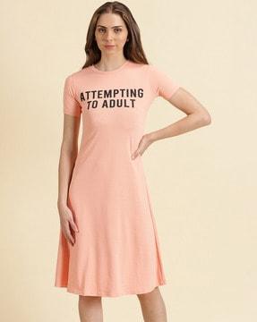 typographic print a-line dress