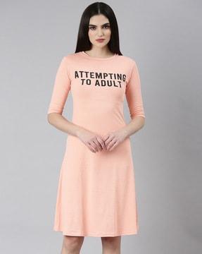 typographic print a-line dress