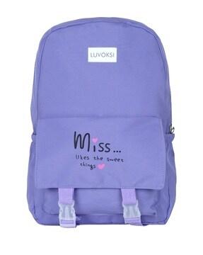 typographic print backpack with adjustable straps