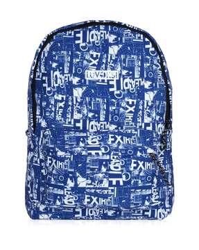 typographic print backpack with adjustable straps