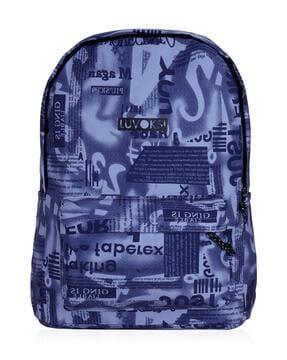 typographic print backpack with adjustable straps