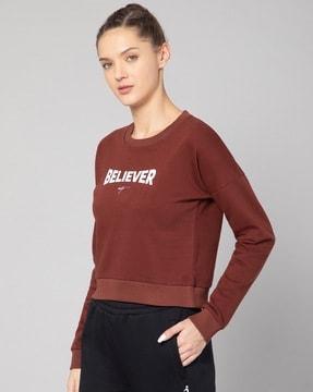 typographic print boxy fit fitness sweatshirt