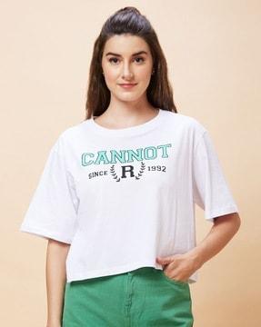 typographic print boxy fit round-neck t-shirt