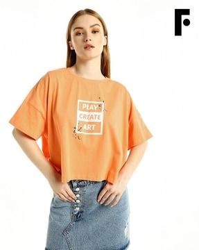 typographic print boxy fit t-shirt