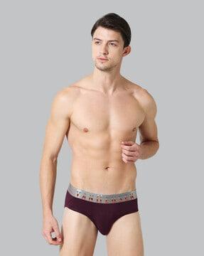 typographic print brief with elasticated waist
