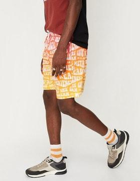 typographic print city shorts with drawstring