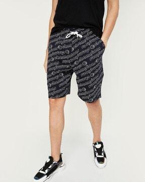 typographic print city shorts with insert pockets