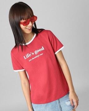 typographic print cotton crew-neck t-shirt