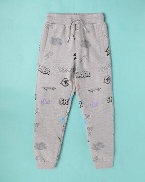 typographic print cotton joggers