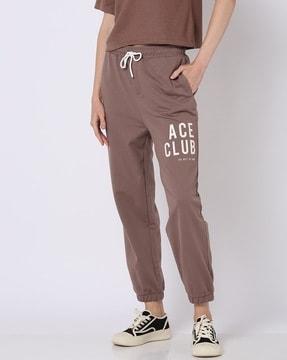 typographic print cotton joggers