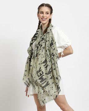 typographic print cotton stole