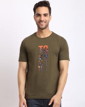 typographic print crew- neck t-shirt