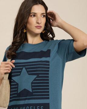 typographic print crew-neck oversized t-shirt