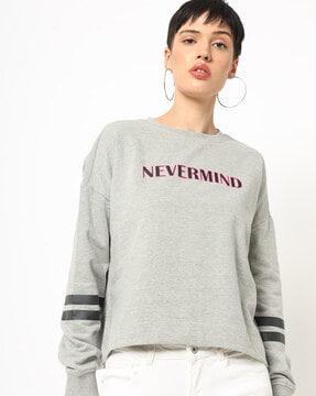 typographic print crew-neck sweatshirt with drop-shoulder sleeves