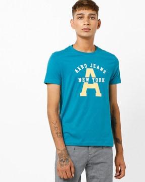 typographic print crew-neck t-shirt with applique