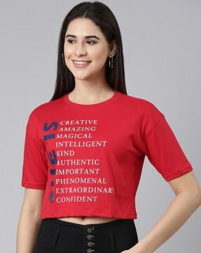 typographic print crew-neck t-shirt with short sleeves